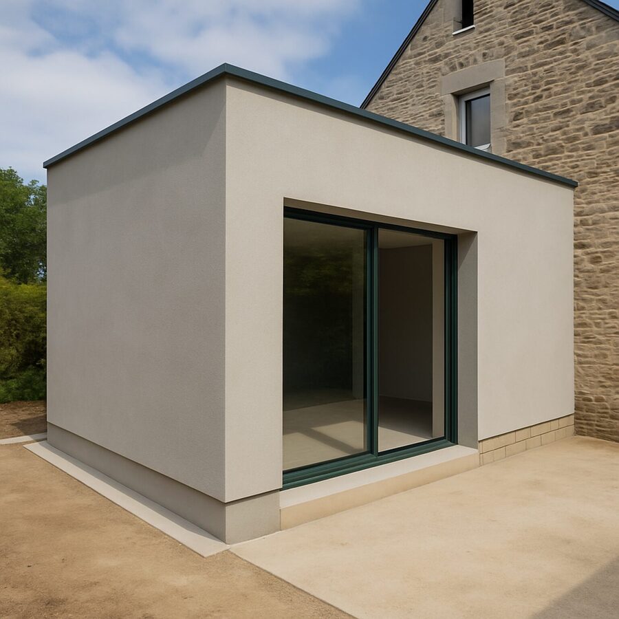 Extension de maison neuve fraîchement construite