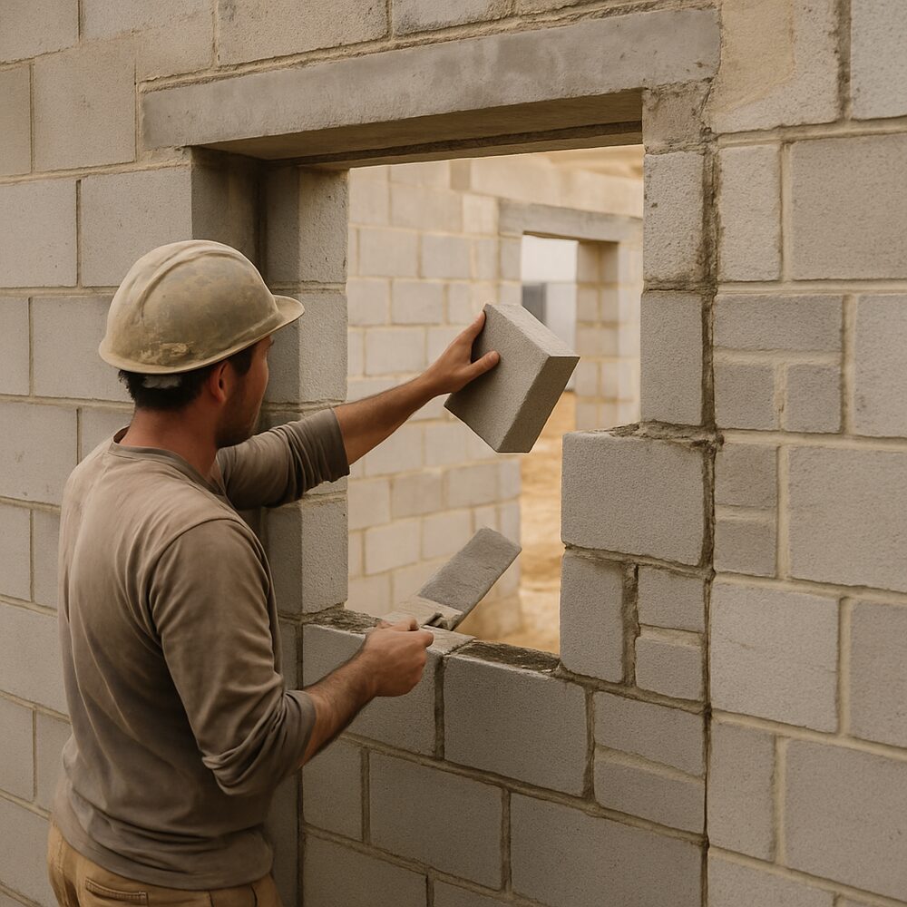 Création d'une ouverture avec linteau dans un mur